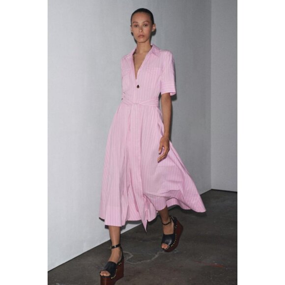 ZARA ZW COLLECTION POPLIN SHIRT DRESS - Picture 2 of 8
